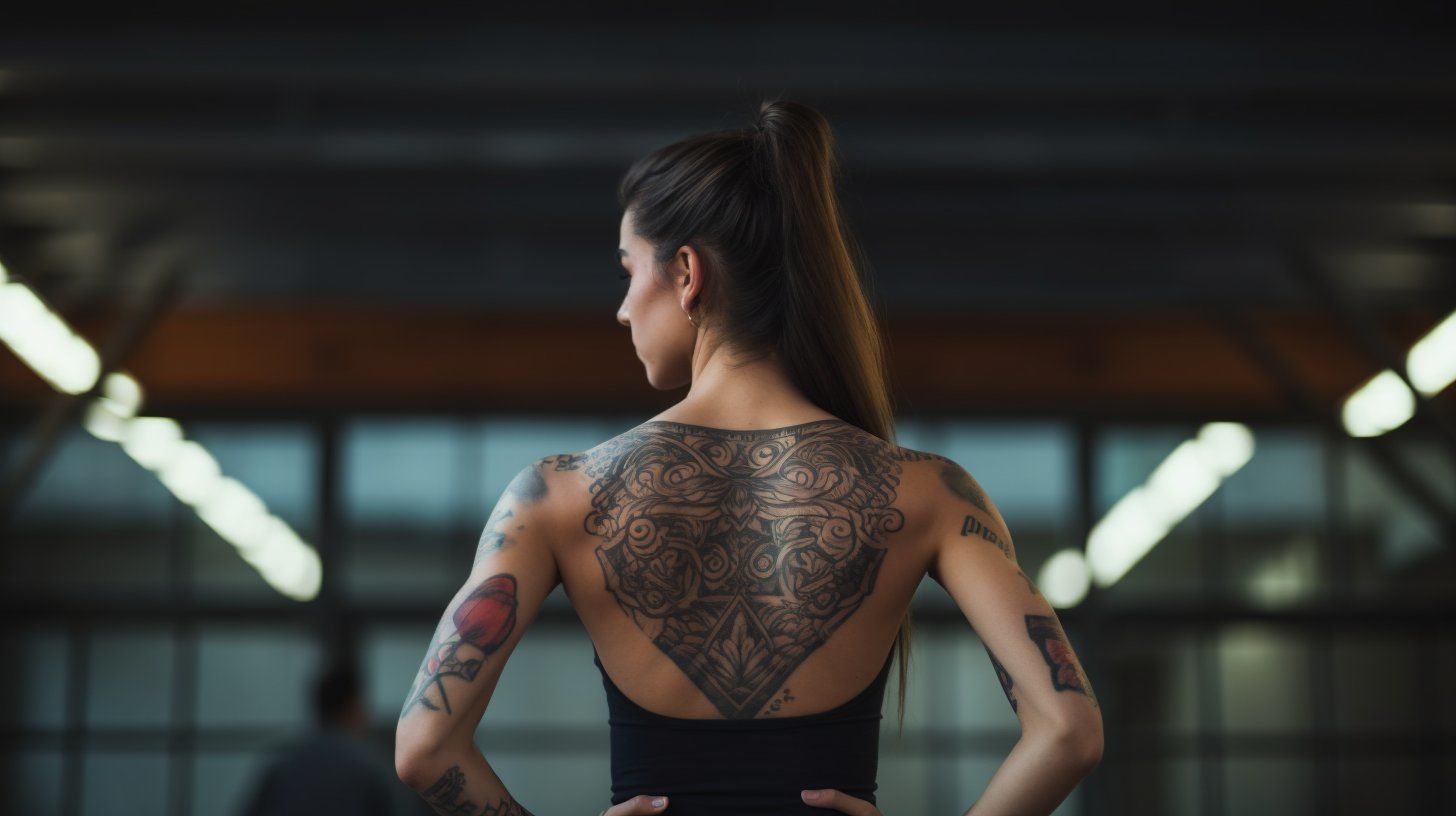 Woman with tattoo on her back